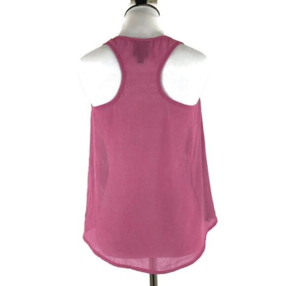 2b Bebe Women's XS Tank Top Semi-Sheer Hi-Low Cut Pop-over Loose Fit Racerback - Picture 4 of 8